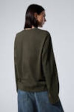 Dunkles Khakigrün - Boxy Longsleeve aus Baumwolle - 3