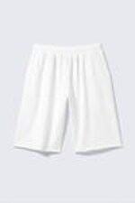 White - Oversized Knee-length Terry Shorts - 0