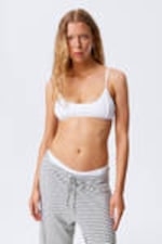 Wit - Pointelle bralette met lage ronde hals - 0