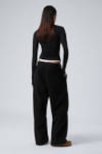 Black - Loose Fleece Trousers - 3