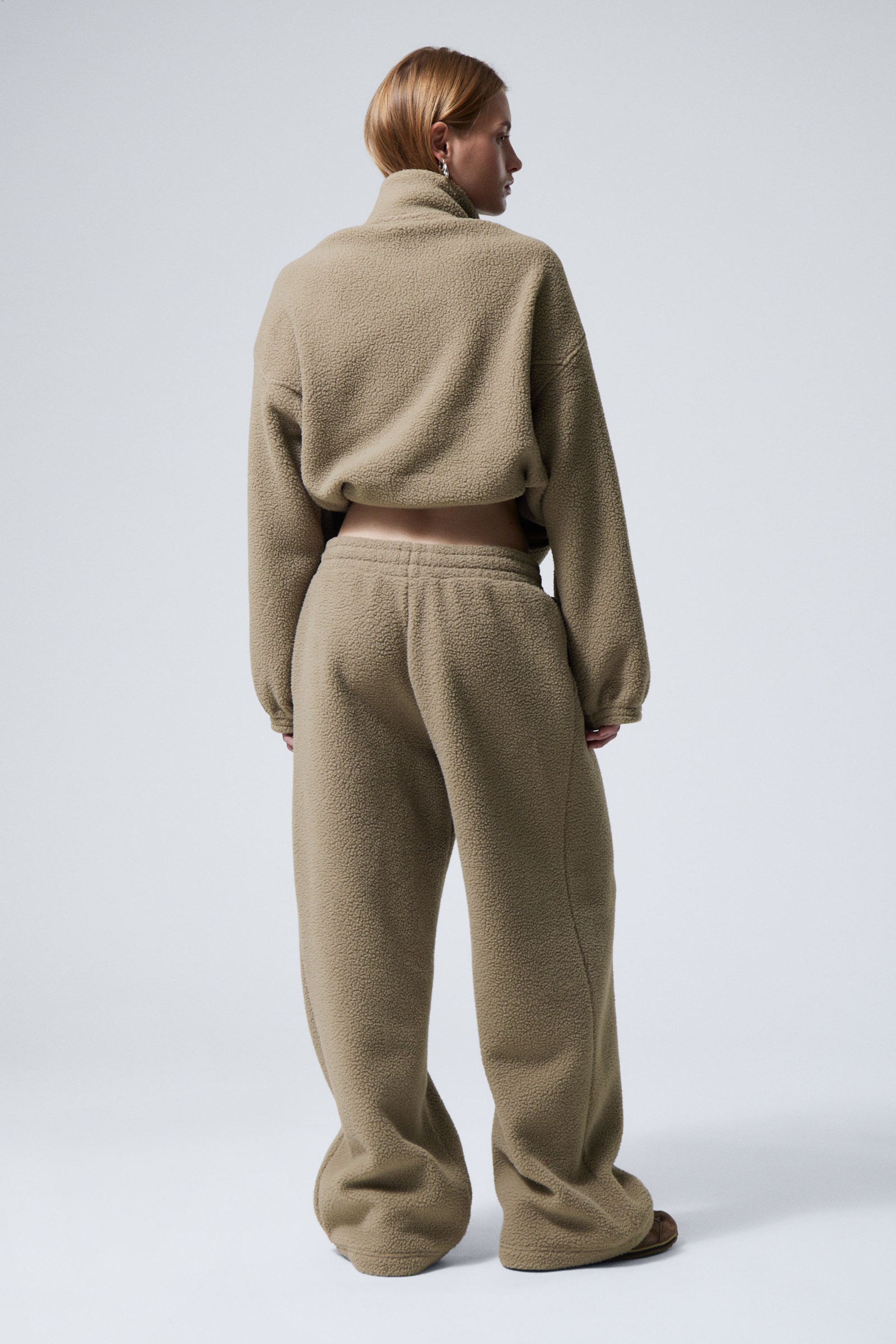 Beige - Loose Fleece Trousers - 3