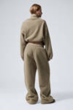 Beige - Loose Fleece Trousers - 3