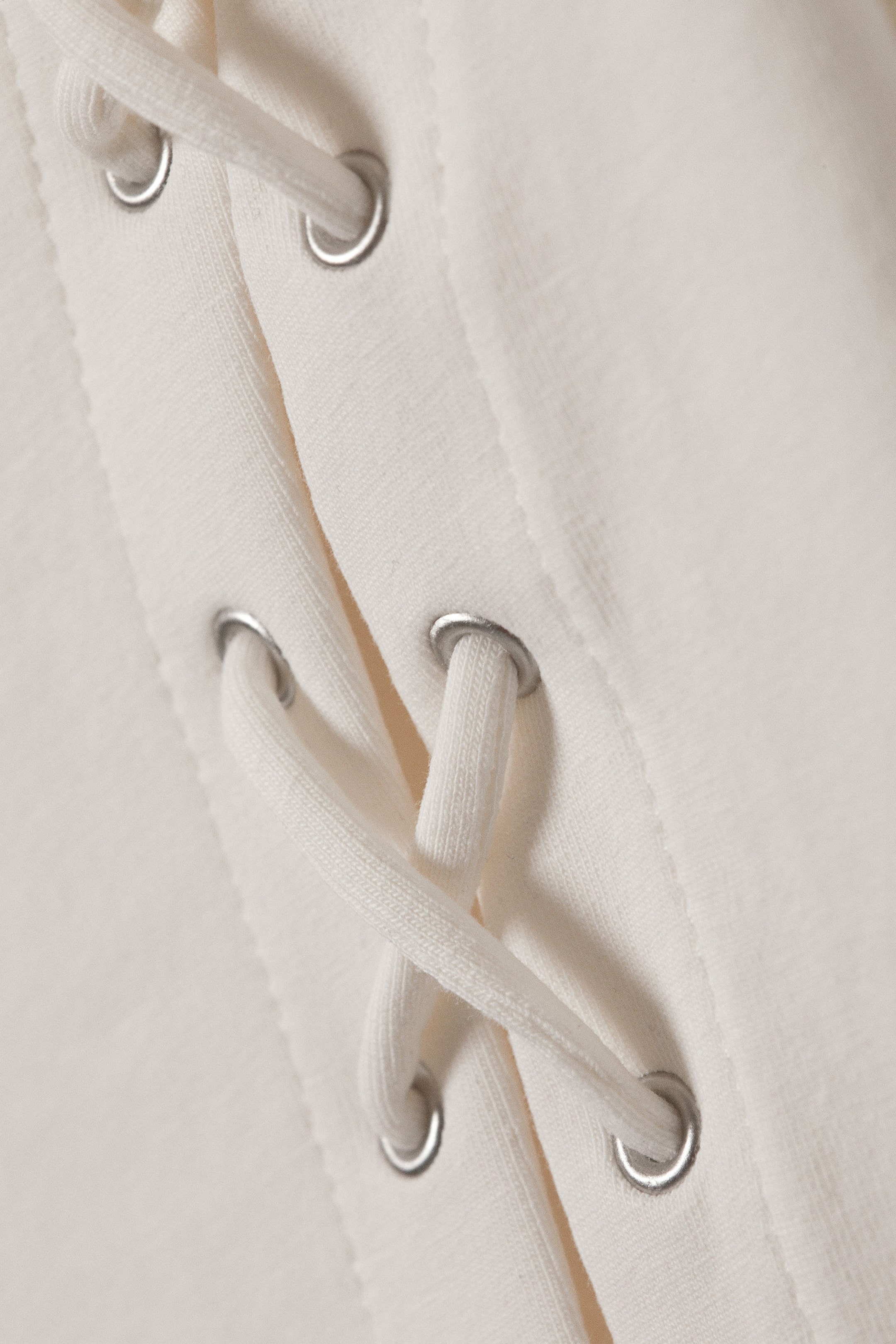 White - Sleeveless Lacing Boat-Neck Eyelet Top - 5