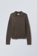 Mörk mullvad - Bobby Relaxed Knitted Polo Sweater - 2