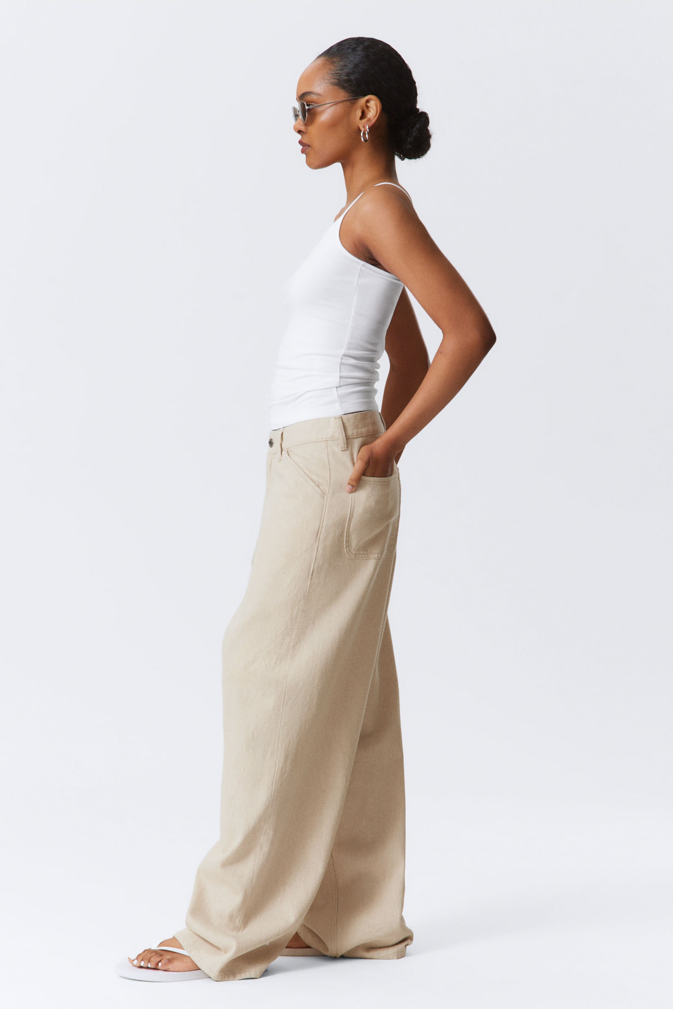 Ecru - Astro Loose Baggy Leg Linen-Blend Trousers - 6