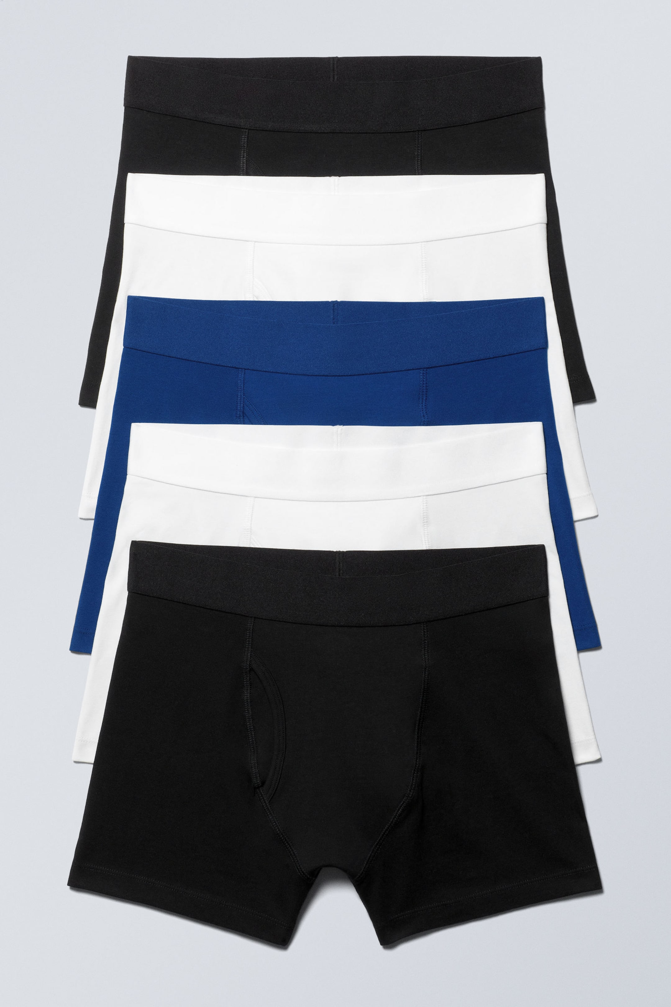 Zwart/wit/blauw - 5-pack boxershorts - 0