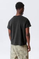 Black - Ambience - Graphic Cap-Sleeved Boxy Cotton T-shirt - 2