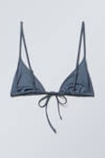 Blauw met glans - Triangelbikinitop - 1