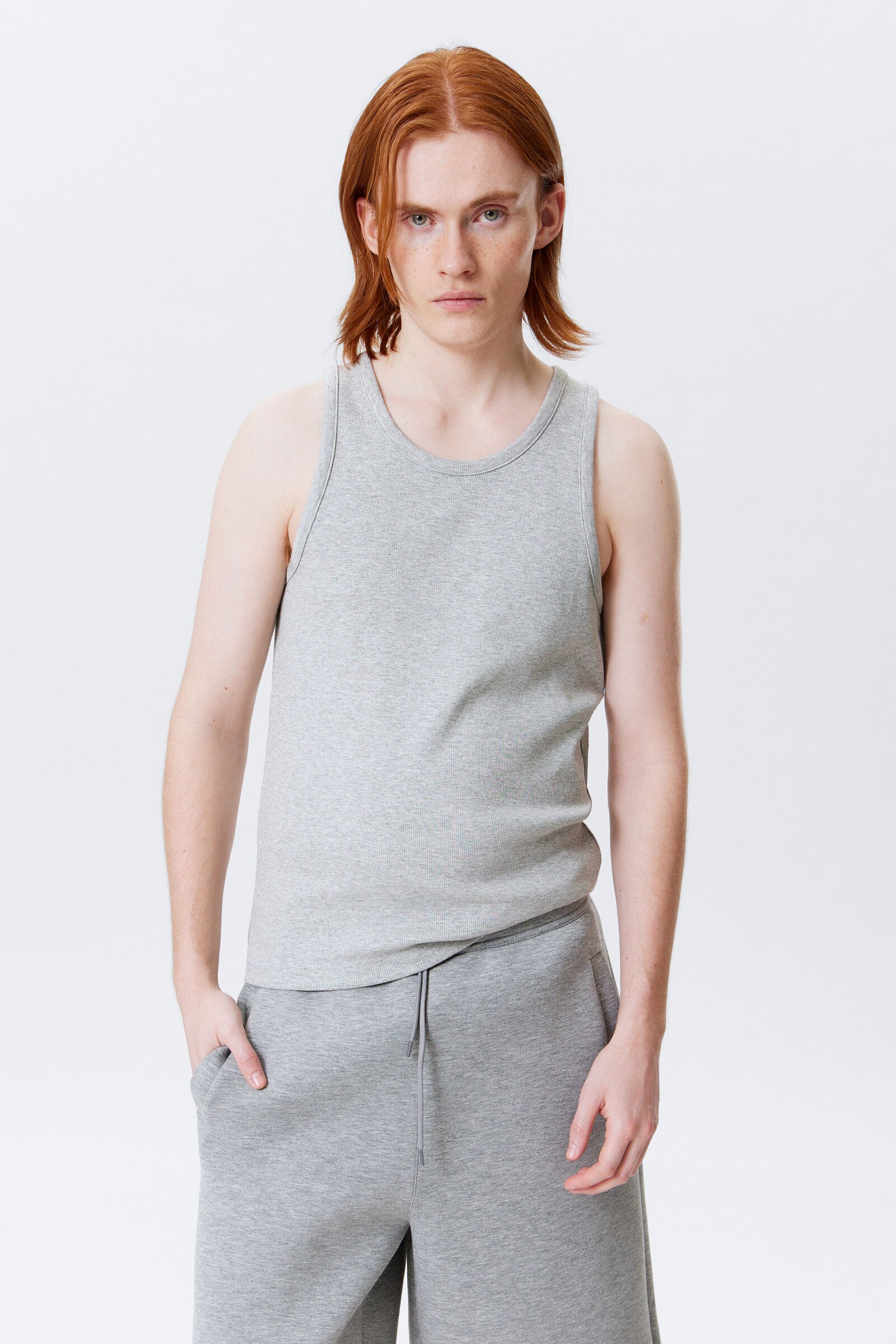 regular fit ribbed tank top - Light Grey Melange | Weekday WW regular fit ribbed tank top - Light Grey Melange | Weekday WW