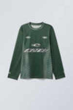 Dark Green Print - Mesh Printed Long Sleeve - 0