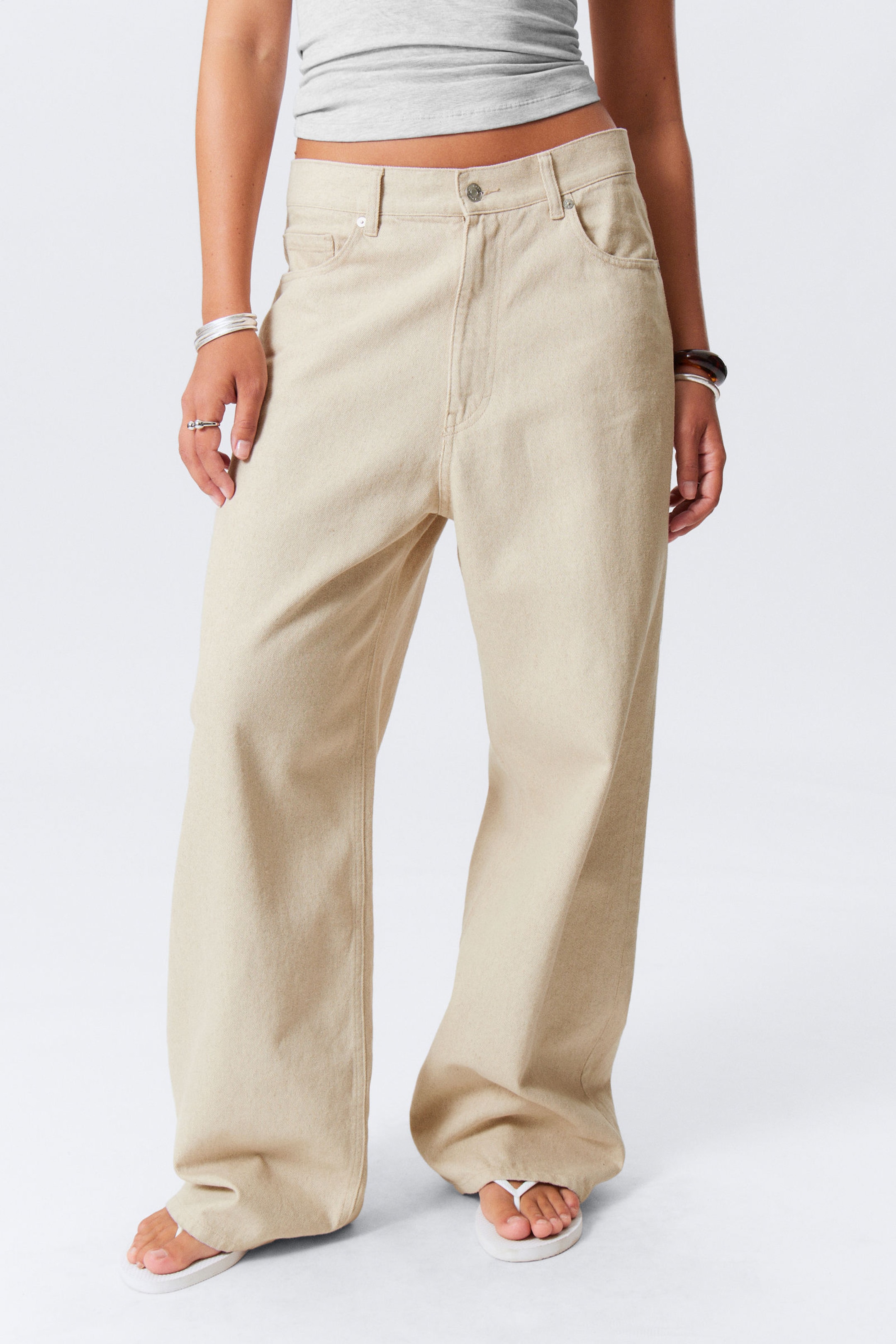 #A5A595 - Astro Baggy Linen Blend Trousers - 2