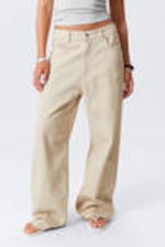 Ecru - Astro Baggy Linen Blend Trousers - 1