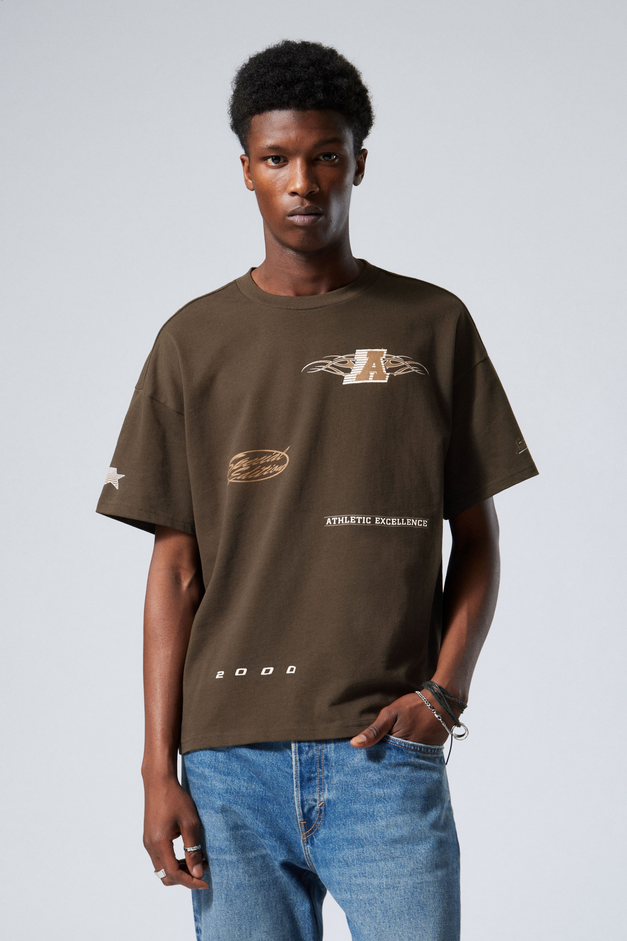 Dark Brown - Sports Logos - Great Boxy Printed Graphic Tee - 0