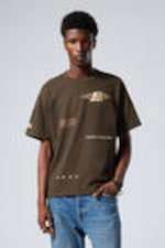 Dark Brown - Sports Logos - Great Boxy Printed Graphic Tee - 0