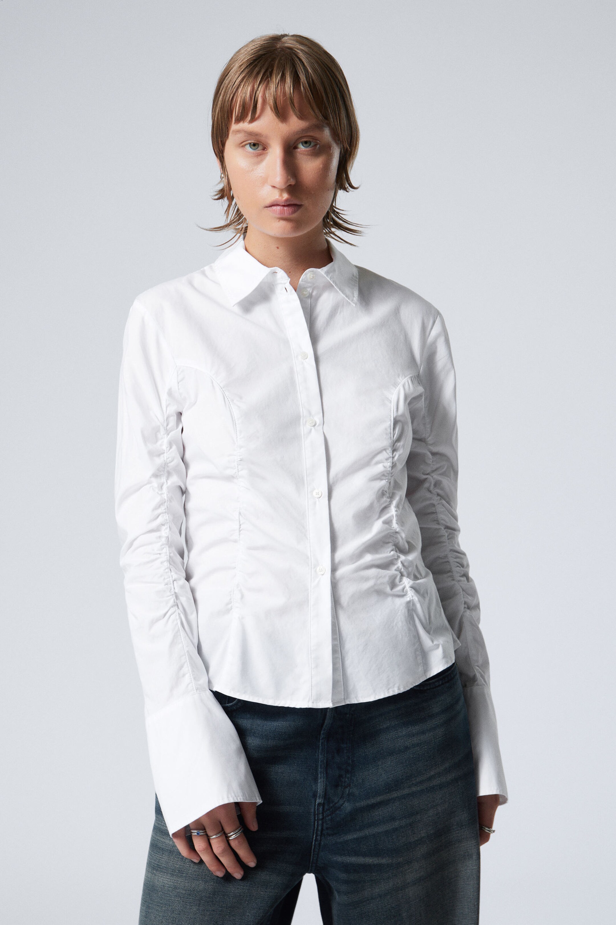 Ruched Poplin Shirt