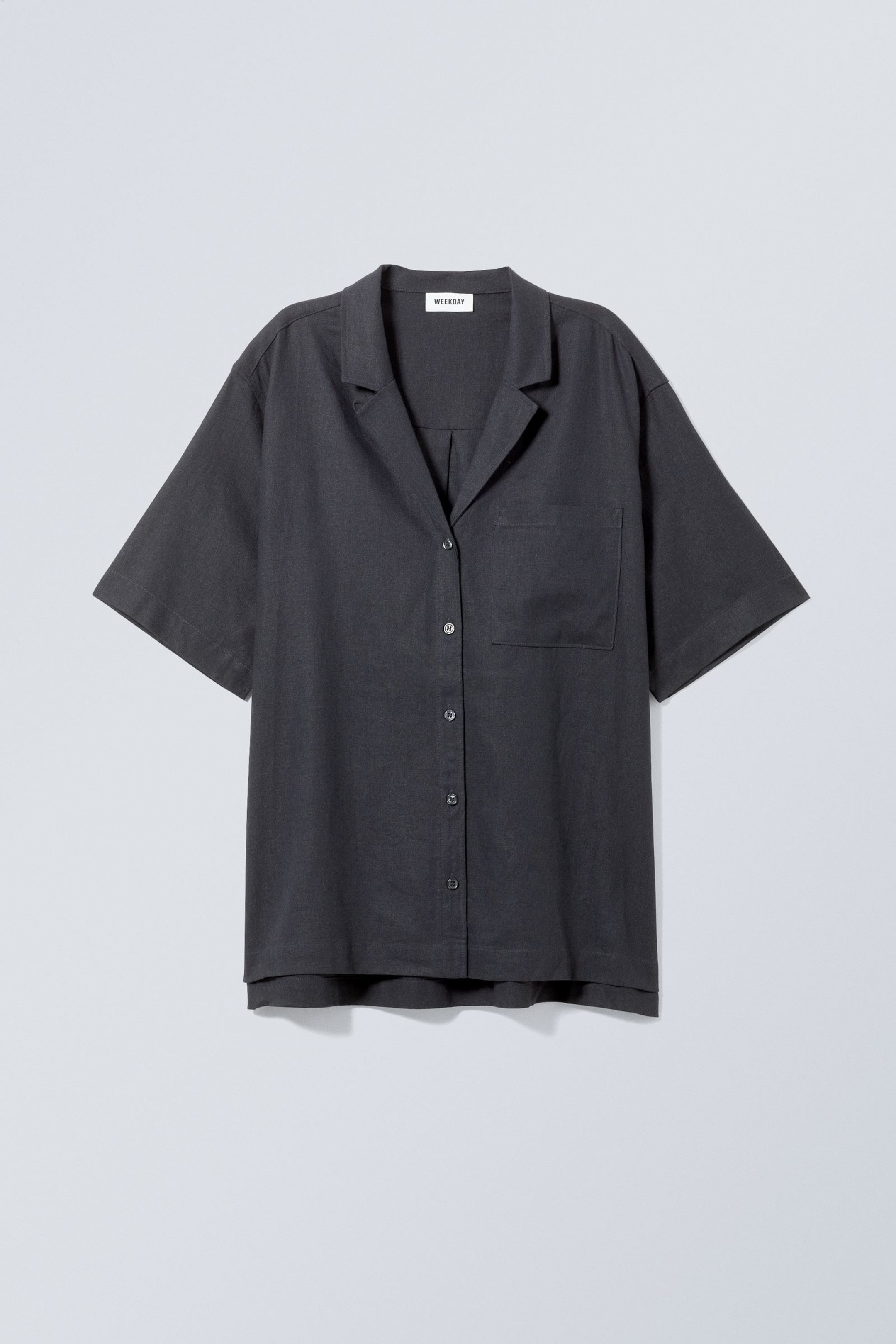 Black - Ava Linen Mix Short Sleeve shirt - 0