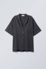 Black - Ava Linen Mix Short Sleeve shirt - 0