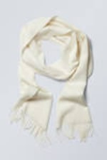 White - Long Woven Wool Scarf - 2