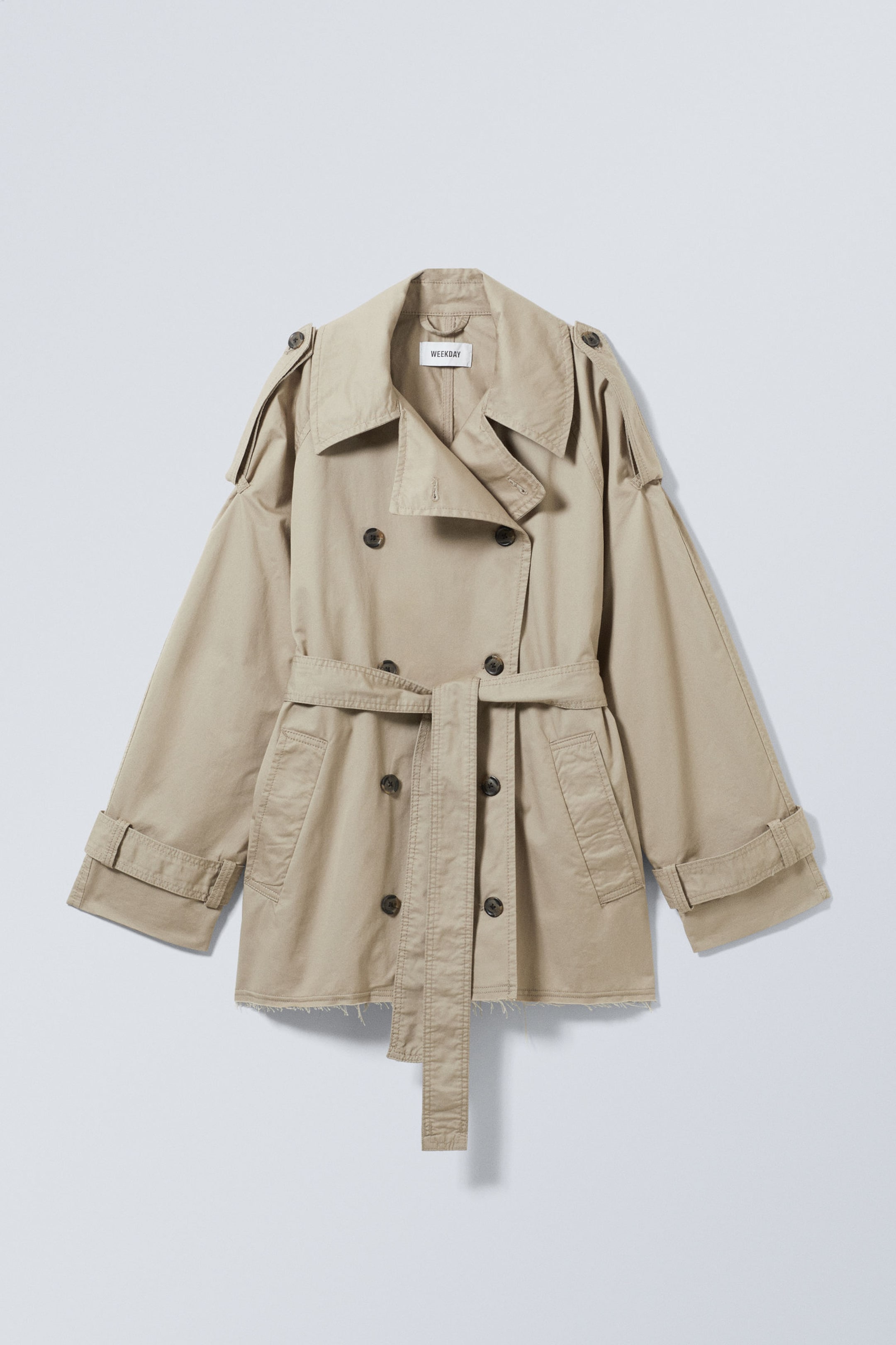 Beige - Kurzer ausgefranster Trenchcoat Zoey - 0