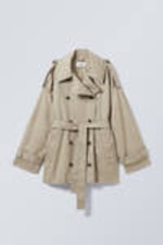 Beige - Kurzer ausgefranster Trenchcoat Zoey - 0