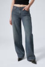 Lake Blue - Dunkelblau - Ample Low Waist Loose Wide Leg Jeans - 1