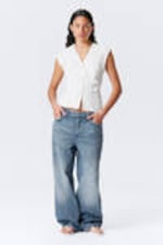Wit - Mouwloze top met kreukeffect - 1