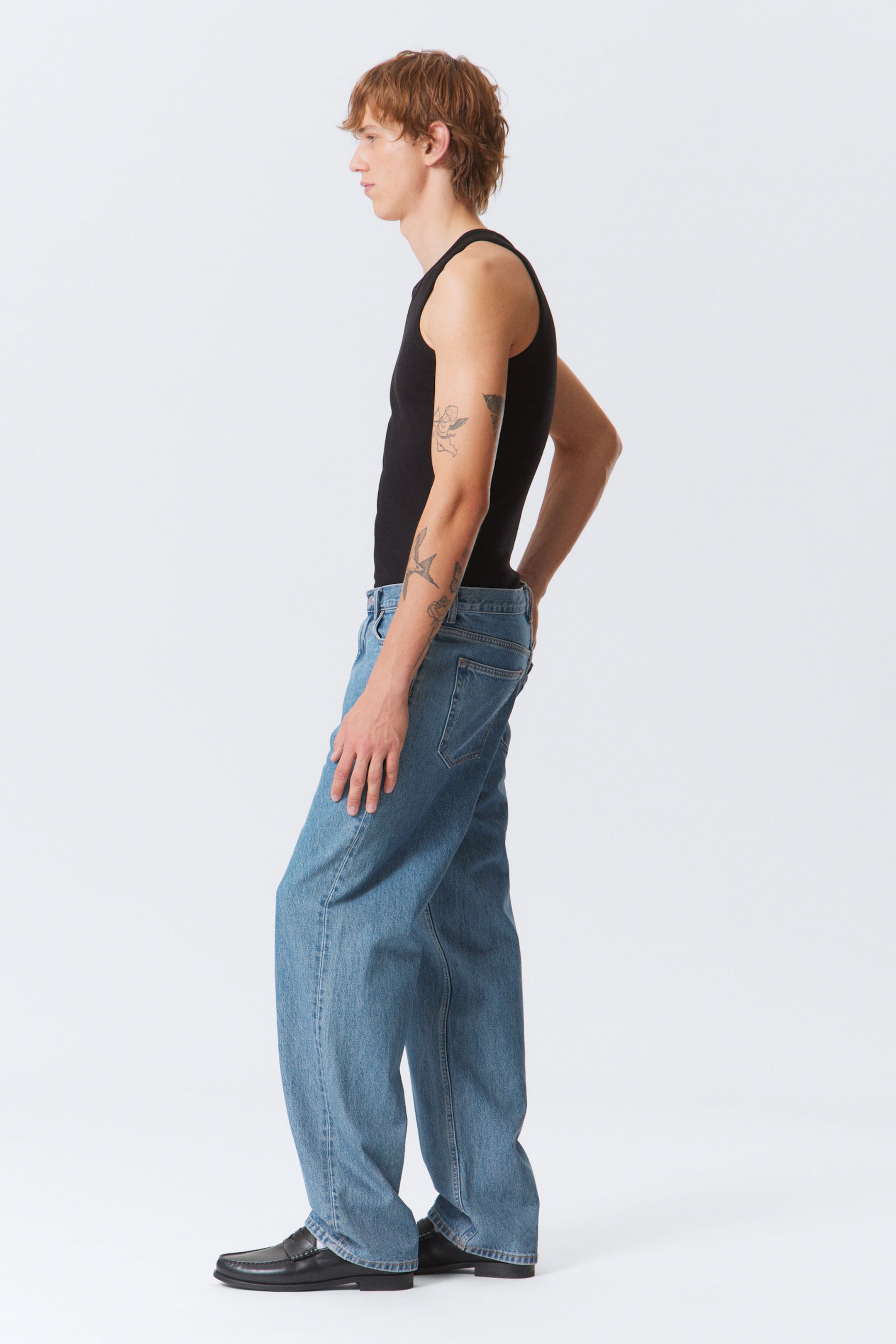 90s Blue - Mittelblau - Galaxy Loose Straight Leg Jeans - 6