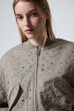 Dusty Mole - Cropped Eyelet Bomber Jacket - 2