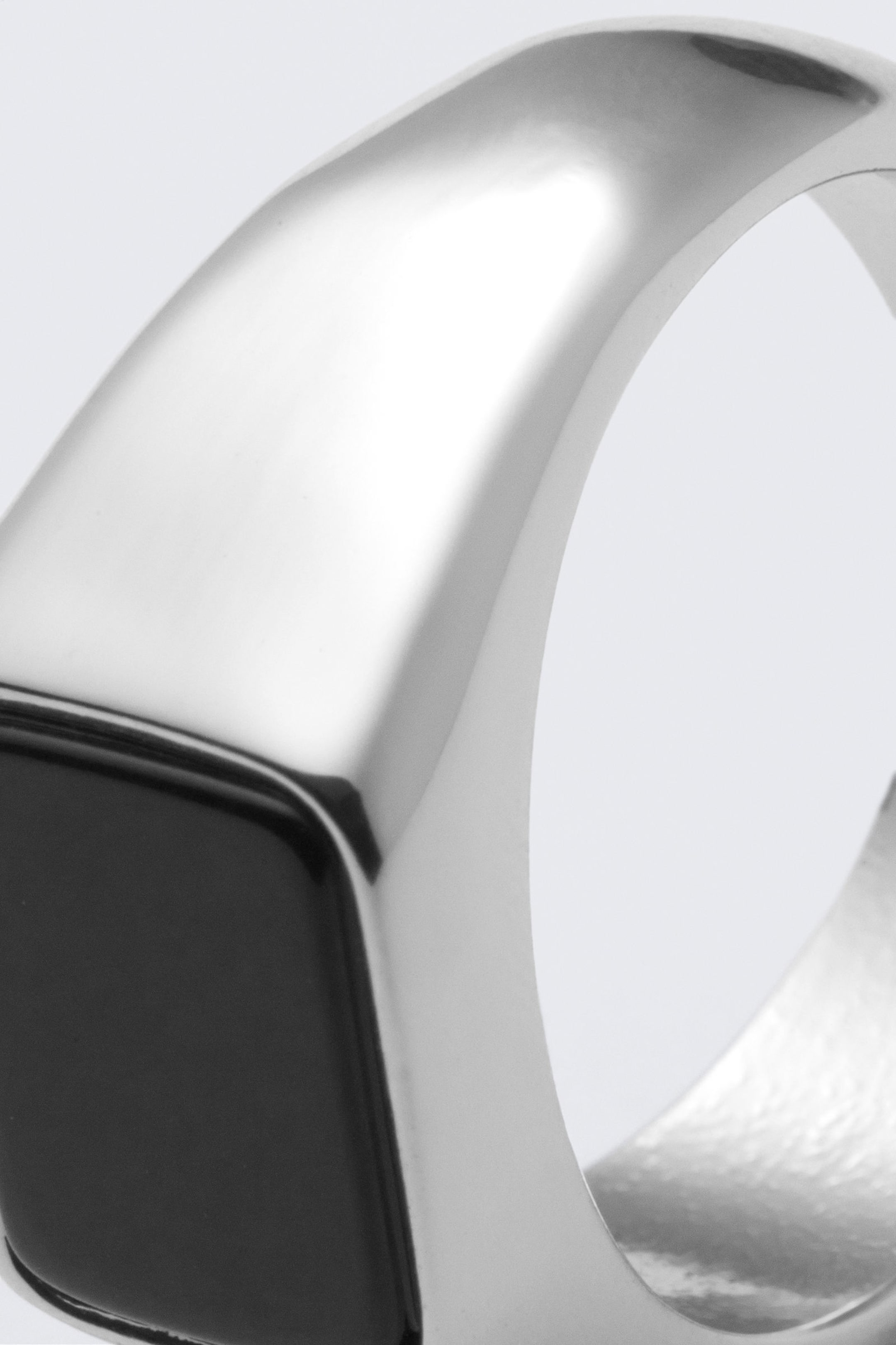 Silver - Black Stone - Tiger Eye Signet Ring - 3