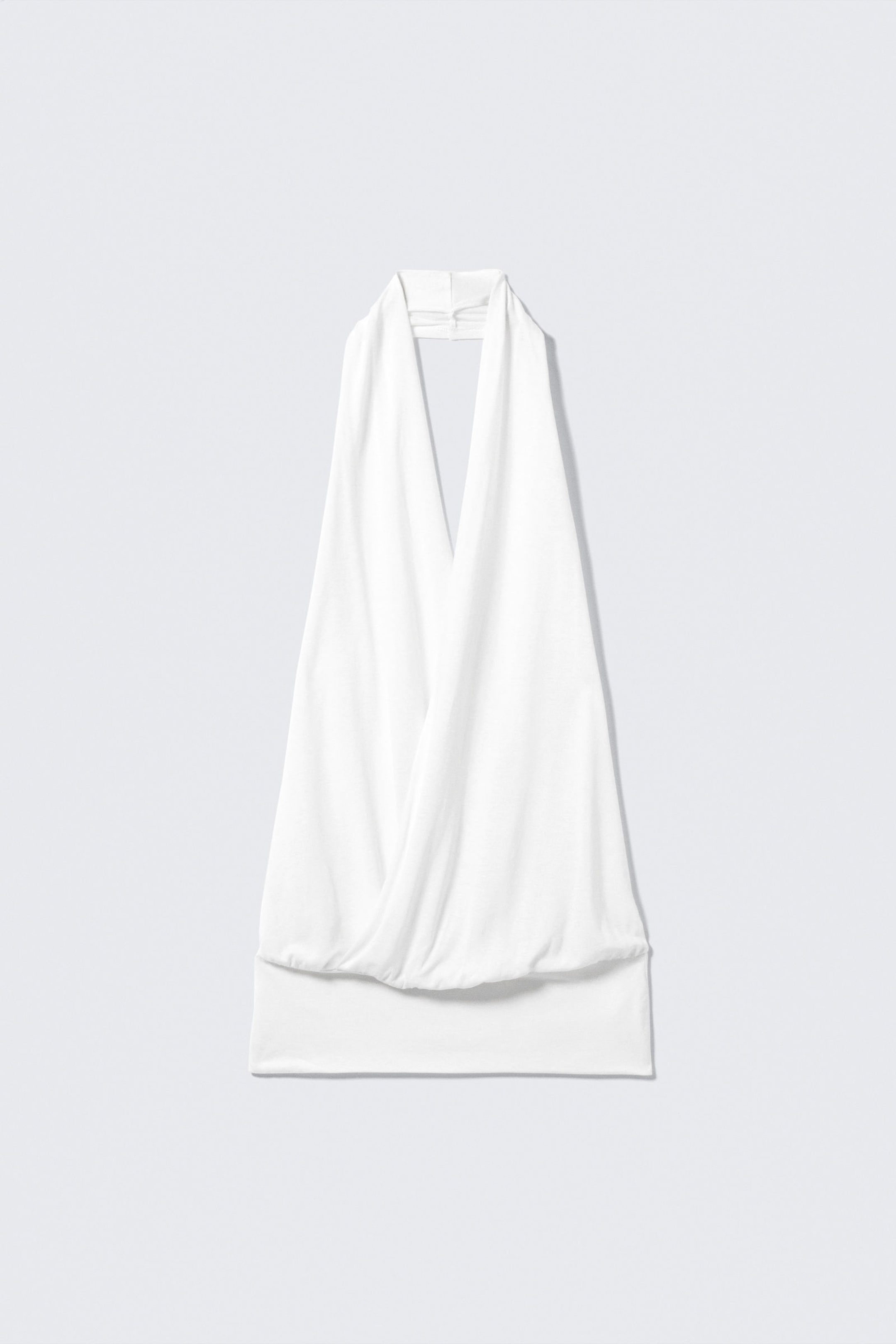 White - Draped Halter Jersey Top - 4