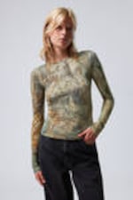 Abstract Fairytale - Sheer Printed Long Sleeve Top - 1