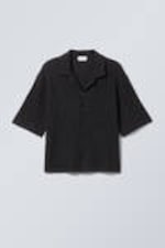 Black - Boxy Structure Resort Shirt - 0