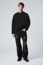 Distressed Black - Galaxy Loose Straight Distressed Jeans - 4