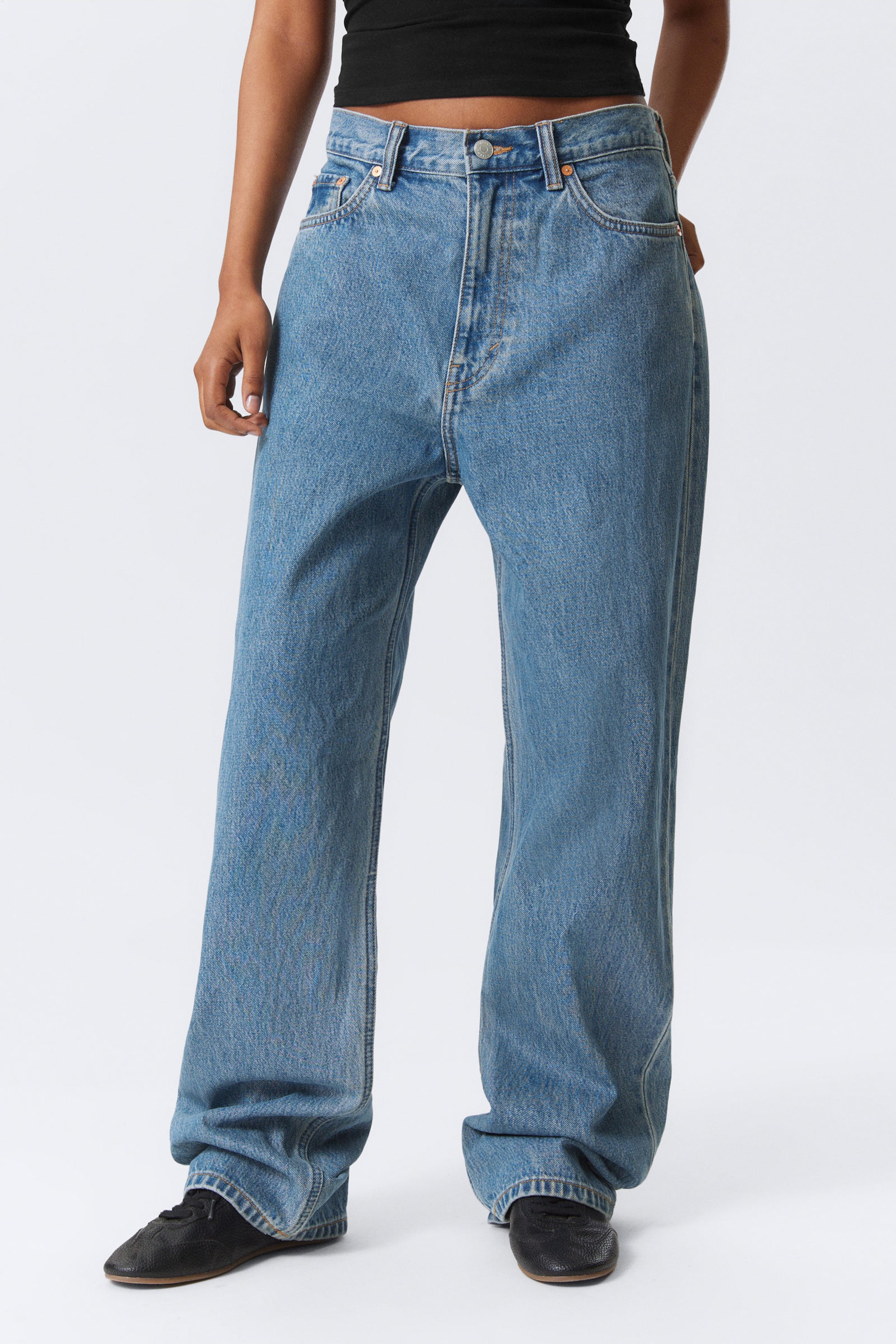90s Blue - Mittelblau - Galaxy Loose Straight Leg Jeans - 3