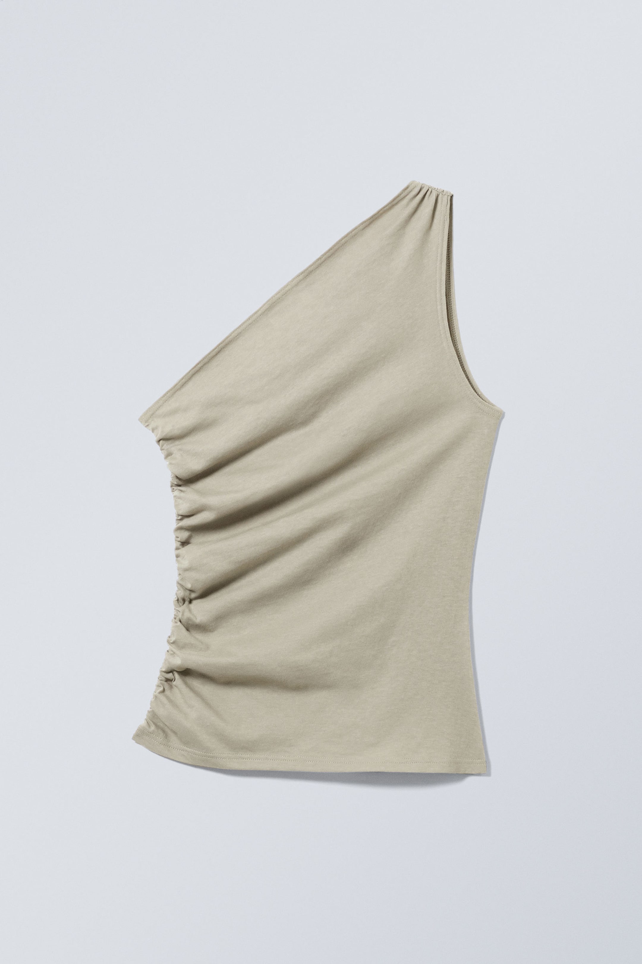 Licht taupe - Asymmetrische one-shoulder top - 0