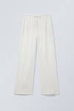 Dusty White - Relaxed Linen Blend Trousers - 0