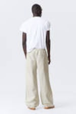 Light Beige - Loose Pleated Parachute Trousers - 2