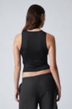 Black - Fine Fitted Tank Top - 3