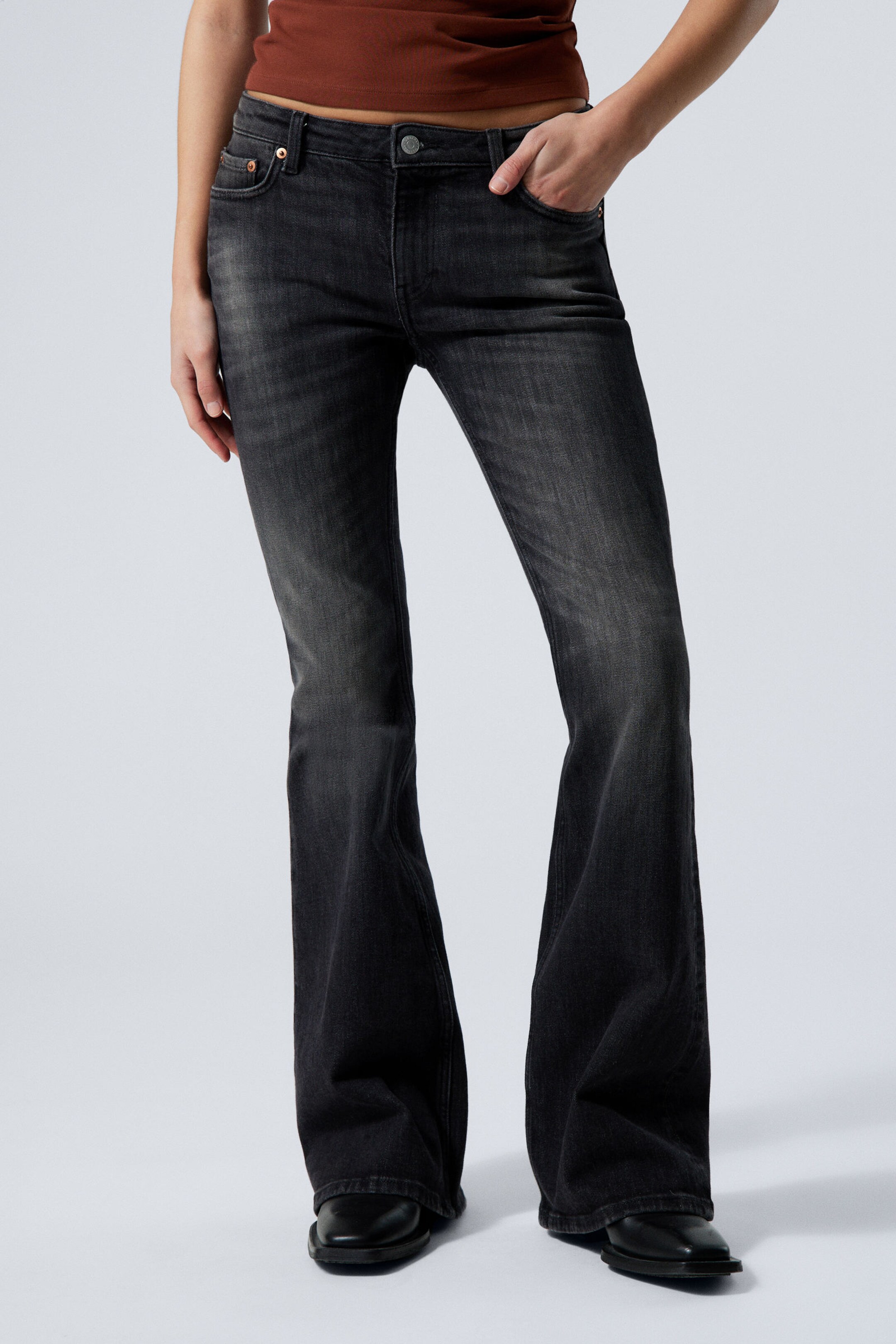 flame low rise slim flared leg jeans - Black Web - Black