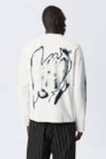 Weiß - Abstrakter Print - Kastiges Langarmshirt mit Grafikprint - 2