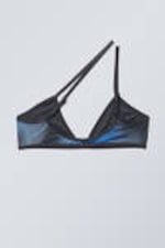 Speed Blue - Minimal Asymmetric Printed Bikini Top - 1