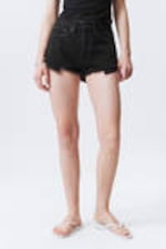 Tuned Black - Black - Maia Mid Rise Denim Hot Pants - 1