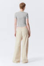 Light Beige - Loose Fit Washed Ripstop Trousers - 3