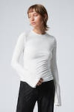 White - Long Sleeve Cotton Top - 0