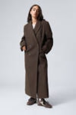 Dark Brown - Oversized Double-Breasted Wool-Blend Coat - 2