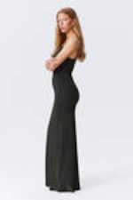 Dark Mole & Black Stripes - Smooth Strap Maxi Dress - 1