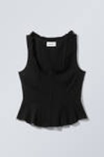 Black - Fitted Twill Corset Top - 0