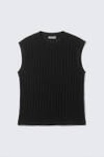 Black - Boxy Structured Cotton Tank Top - 4