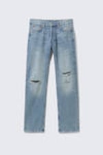Distressed Blue - Space Relaxed Straight Leg Distressed Jeans - 5