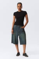 Lake Blue - Middelblauw - Astro ruimvallende baggy short van denim - 2